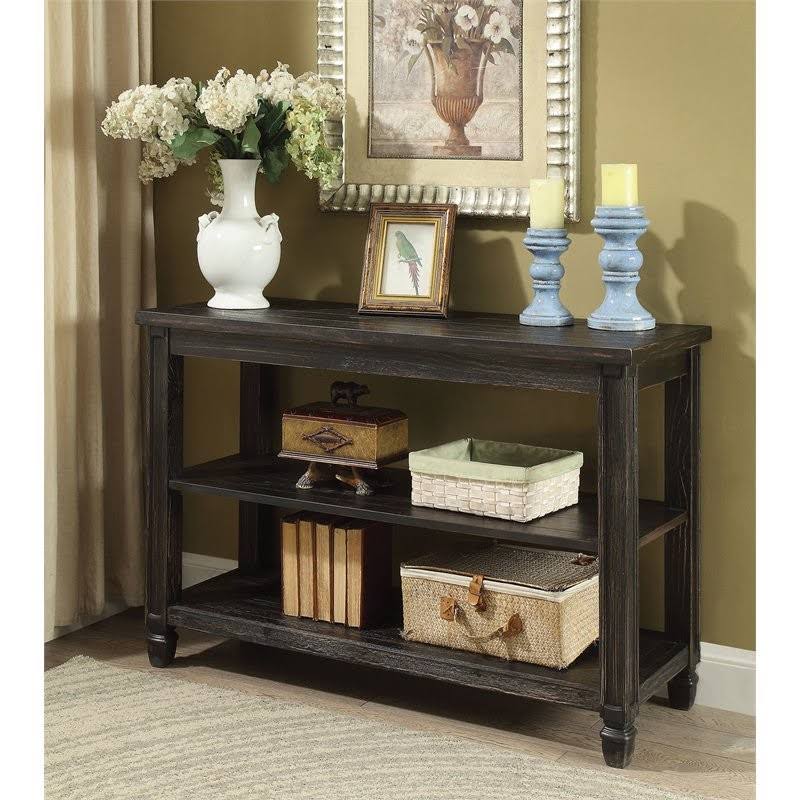Furniture of America Shania Transitional Wood Sofa Table in Antique Black