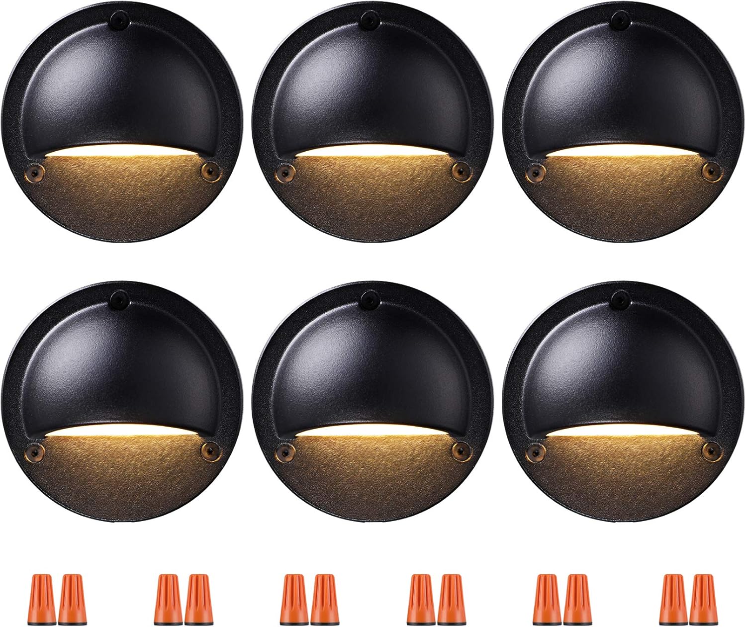 LEONLITE Deck Lights Low Voltage LED, 12V Step Railing Light with 2.3W, Die-cast Aluminum, UL Listed Cord, 12V-36V, 3000K Warm White, 5 Years Warranty, Pack of 6