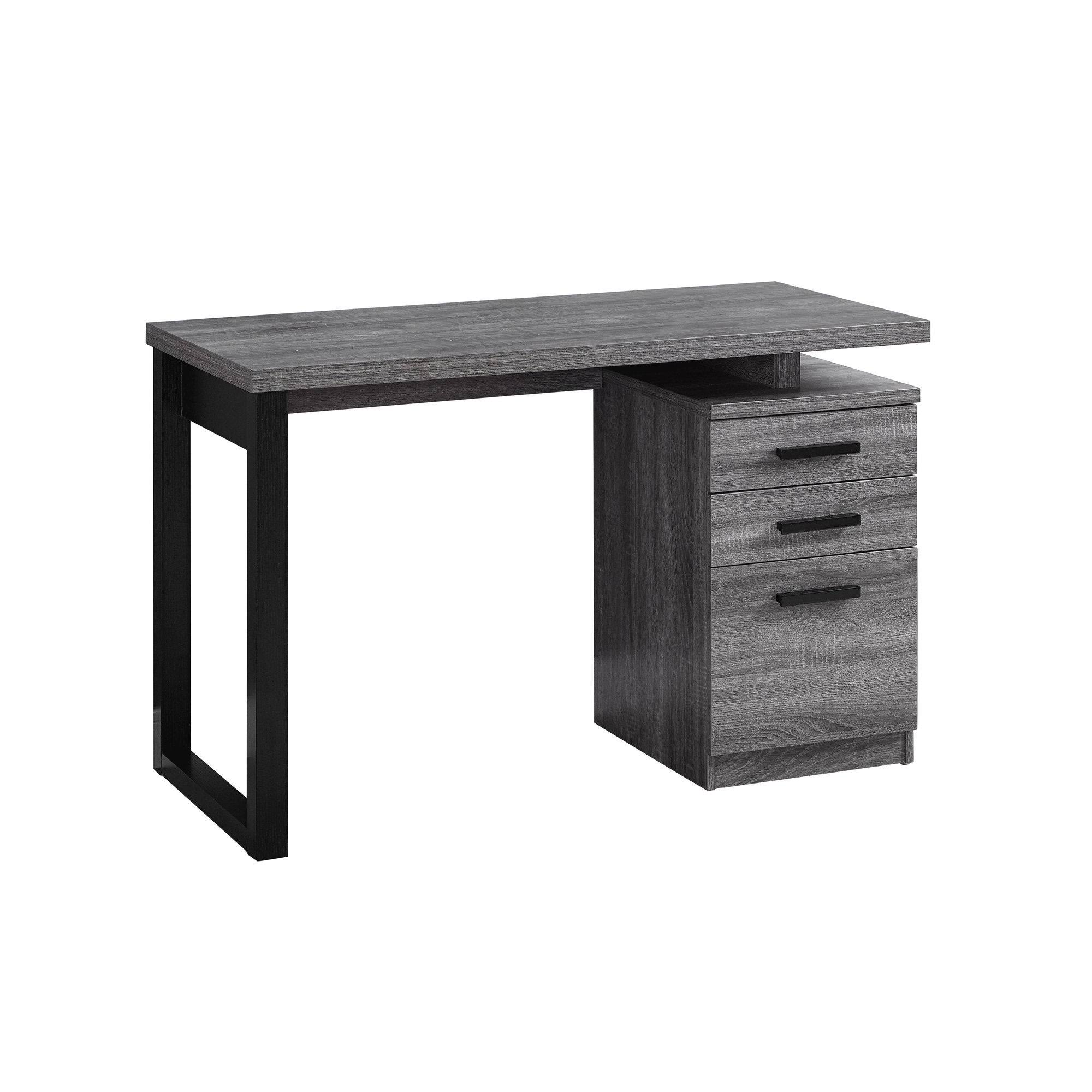 47.25x22 Gray and Black Contemporary Rectangular Computer Desk with Drawers