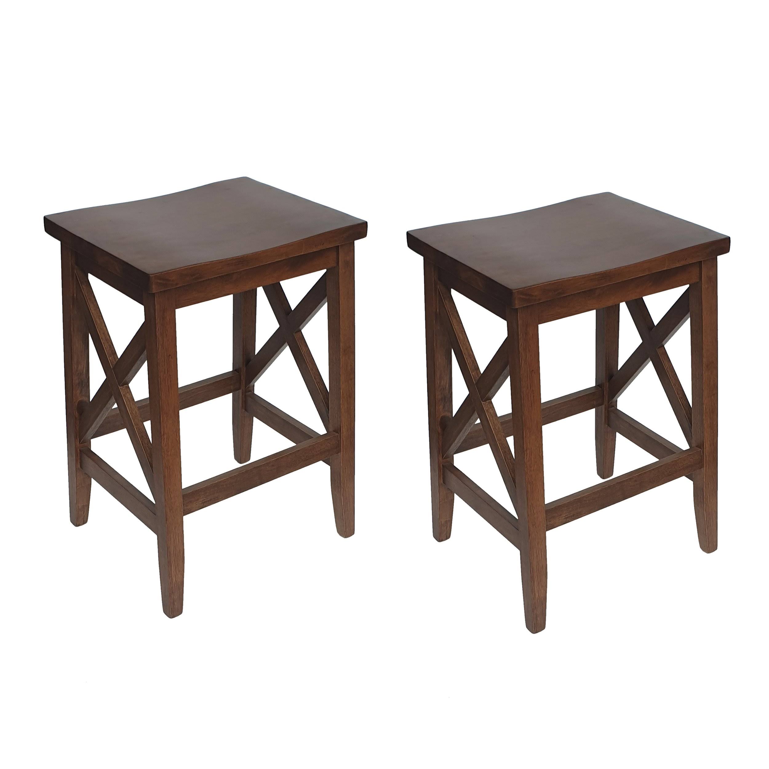Candice Contemporary Farmhouse Wooden Barstools (Set of 2) Matte Black