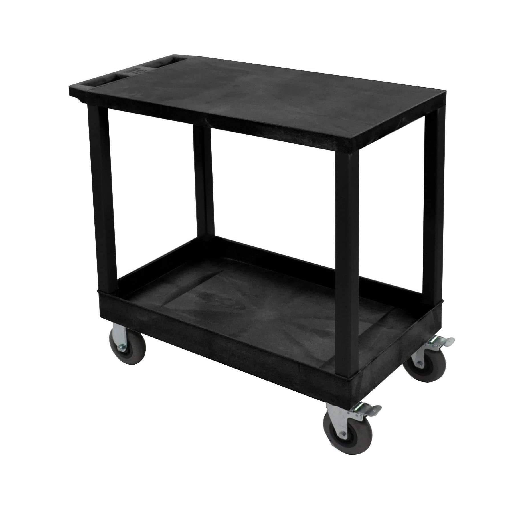 Black 18x32 2 Flat/Tub Cart w/ SP5 Casters - Luxor EC21SP5-B