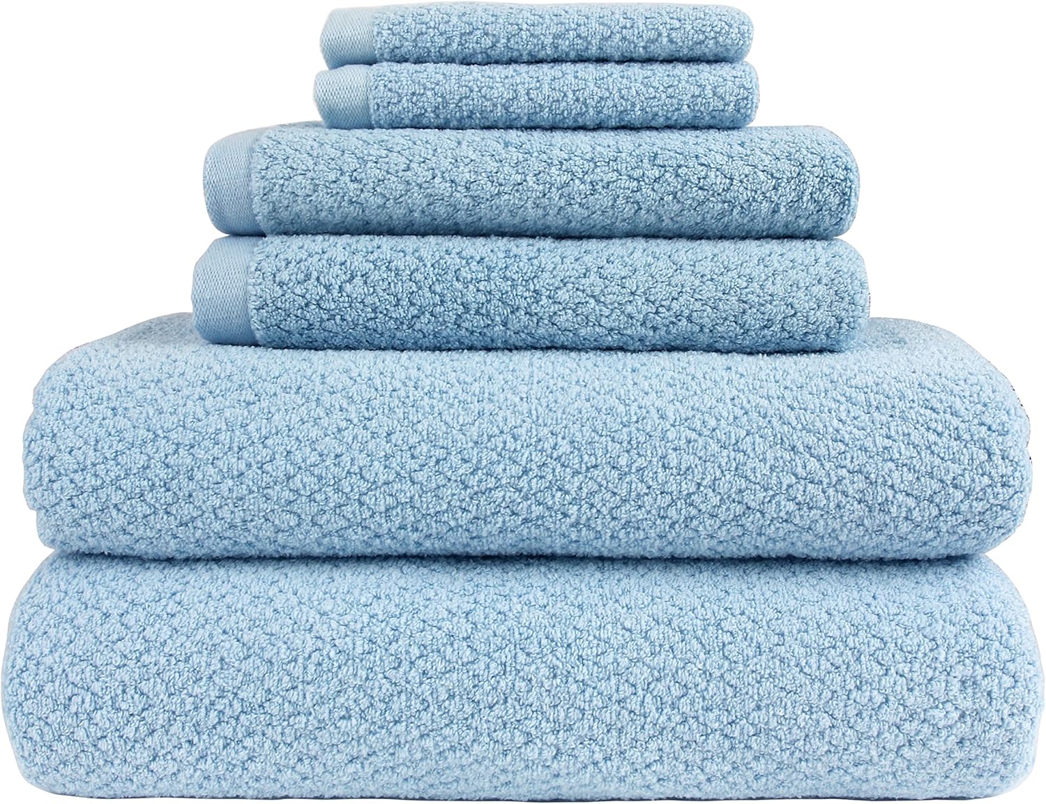 Everplush Diamond Jacquard 6 Piece Bath Towel Set, Grey