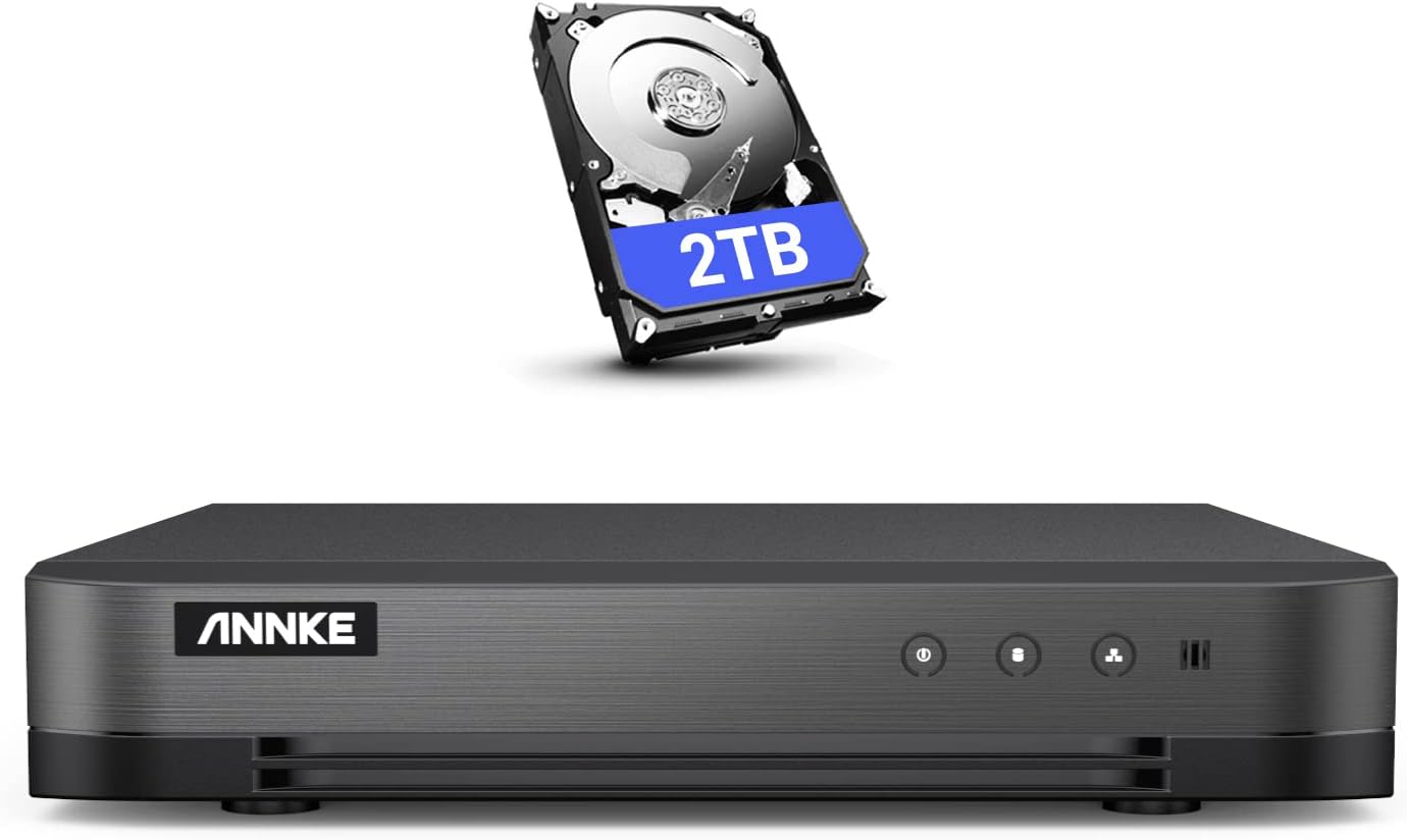 ANNKE 16CH 1080P Lite Hybrid 5-in-1(TVI/AHD/CVI/CVBS/IPC ) CCTV DVR, H.265+ Security 16 Channel Surveillance DVR Recorder with 2 TB Hard Drive, Easy Remote Access, Motion Detection & Emile Alerts