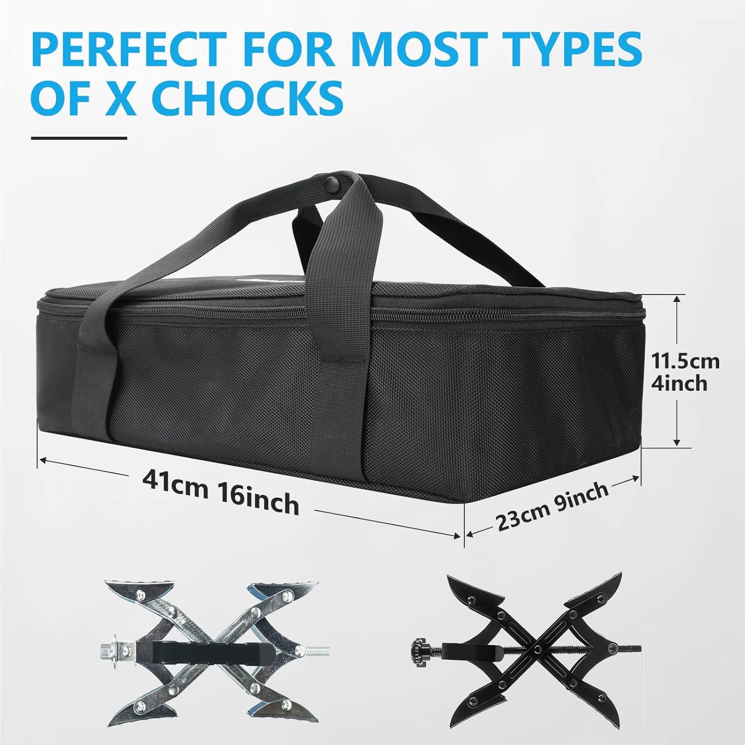 X-Chocks Bag - Waterproof Durable Carry Storage Bag For RV Wheel Chocks, Storage and Transport Car Supplies, Auto Accessories, and More, Full Zip Thickened Portable Trunk Organizer