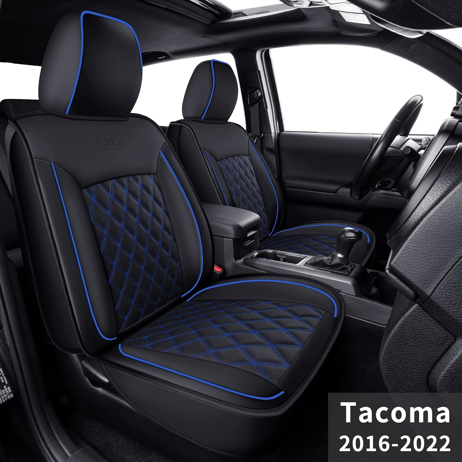 LUCKYMAN CLUB 2 Front Tacoma Seat Covers Custom Fit 2016-2021 Tacoma Crew Cab and Extended Cab (Black 2 pcs)