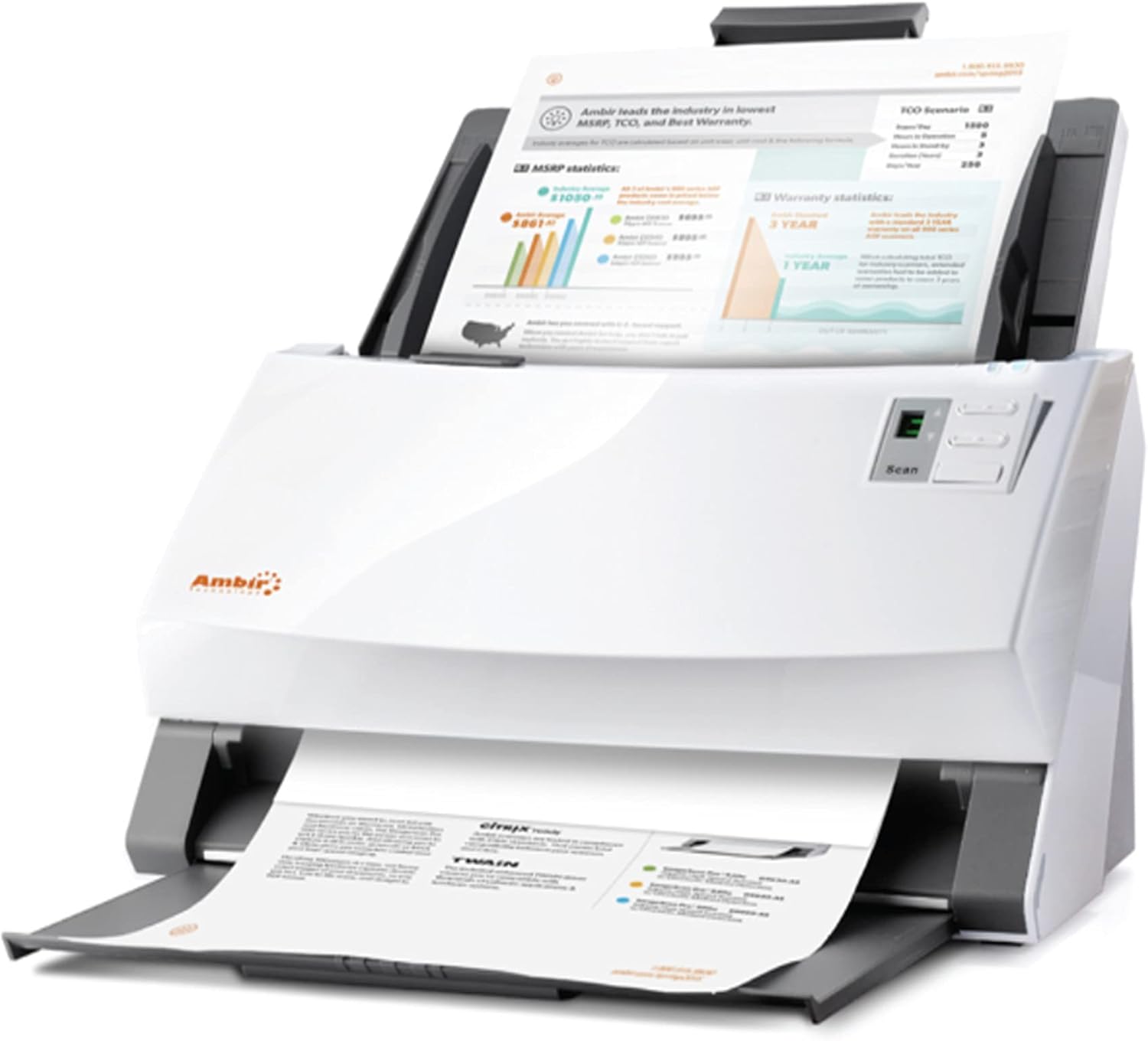 Ambir ImageScan Pro 340 40ppm High-Speed ADF Scanner for Windows PC and Mac