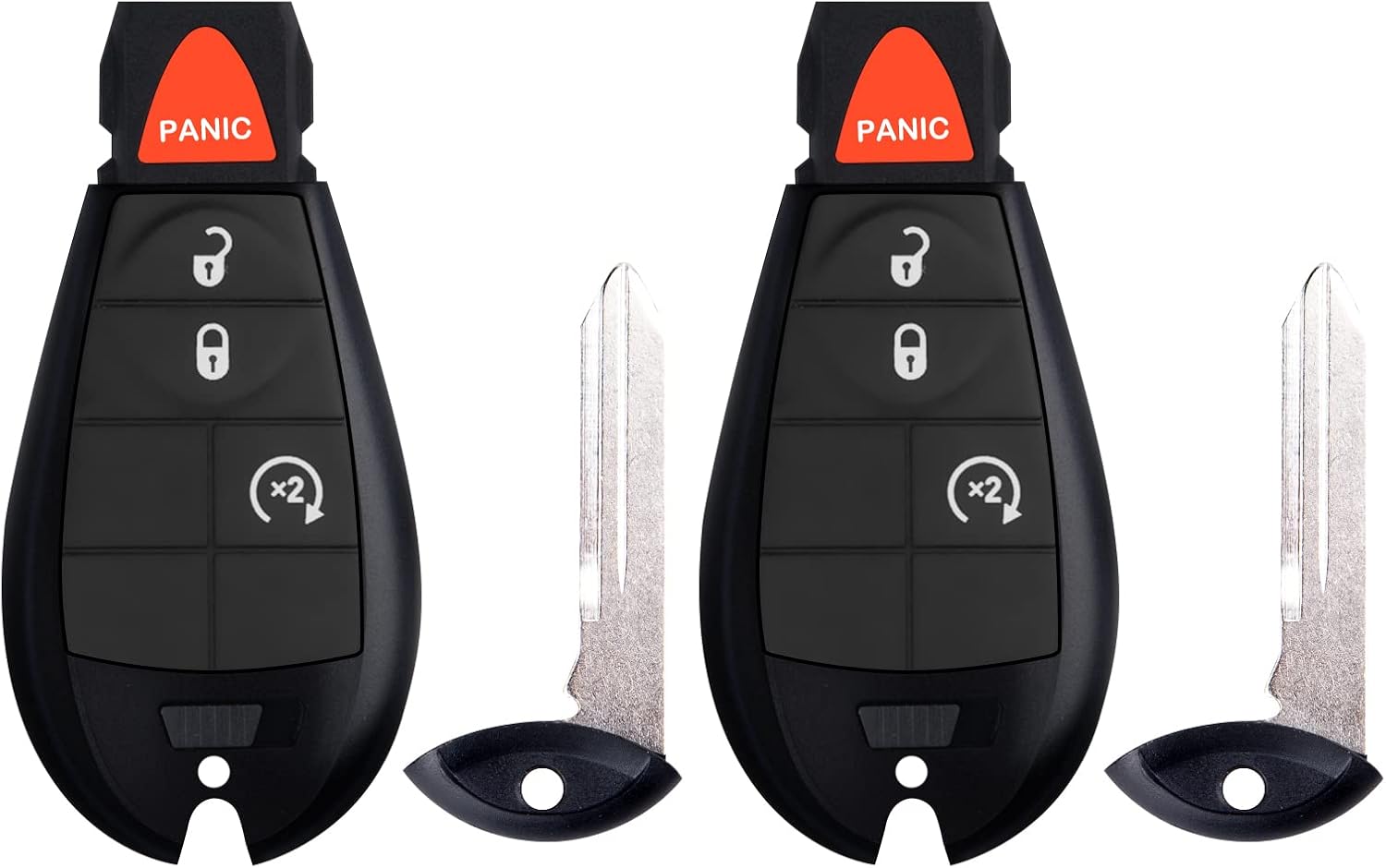Key Fob Replacement Compatible for Jeep Grand Cherokee Commander Keyless Entry Remote Start Control Dodge Ram 1500 2500 3500 Truck Pickup 2019-2012, Journey Challenger Grand Caravan (Set of 2) Pack of 2