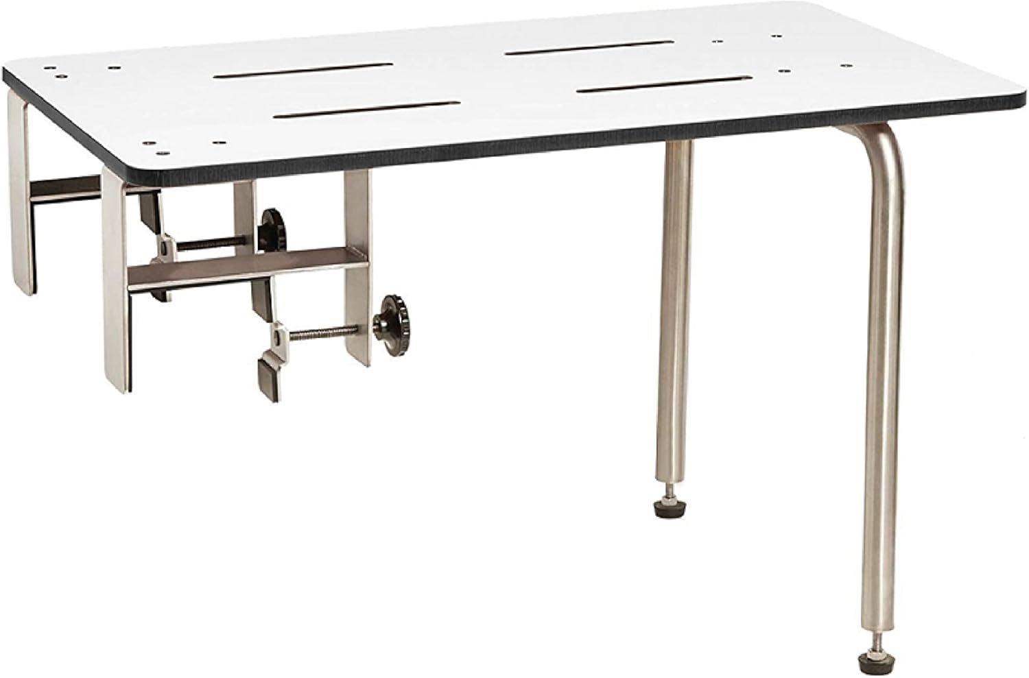 Seachrome Portable Edge Mounted Tub Seat, ADA Compliant, 26.5-Inch x 15-Inch, Solid White Phenolic Top