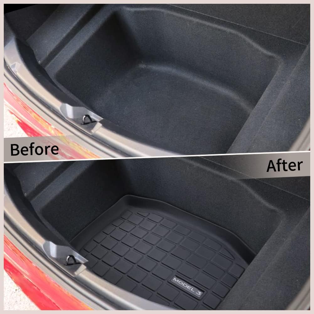 MEALAM Rear Trunk Mat for Tesla Model 3 2017-2021, All Weather Odorless Cargo Tray Liner Storage Trunk Mat Projector Accessories (Rear Trunk Mat)