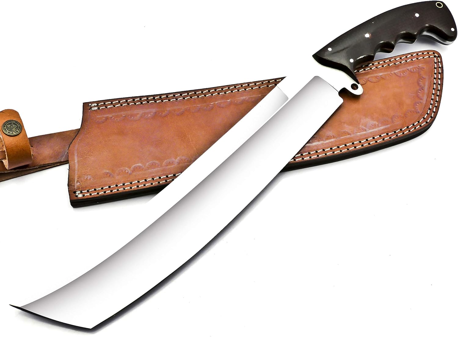 Nooraki MK89 Handmade Machete Knife, Full Tang Hunting Knife Made Using Chrome Vanadium Stainless Steel, Camping knife with Micarta Handle and Leather Sheath, 18
