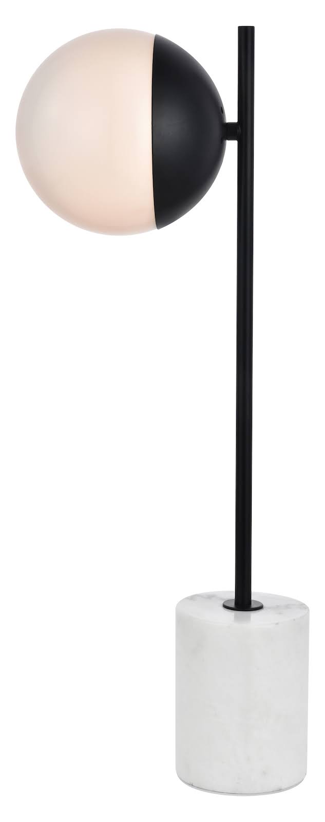 Elegant LD6104BK Eclipse 1 Light Black Table Lamp with Frosted White Glass
