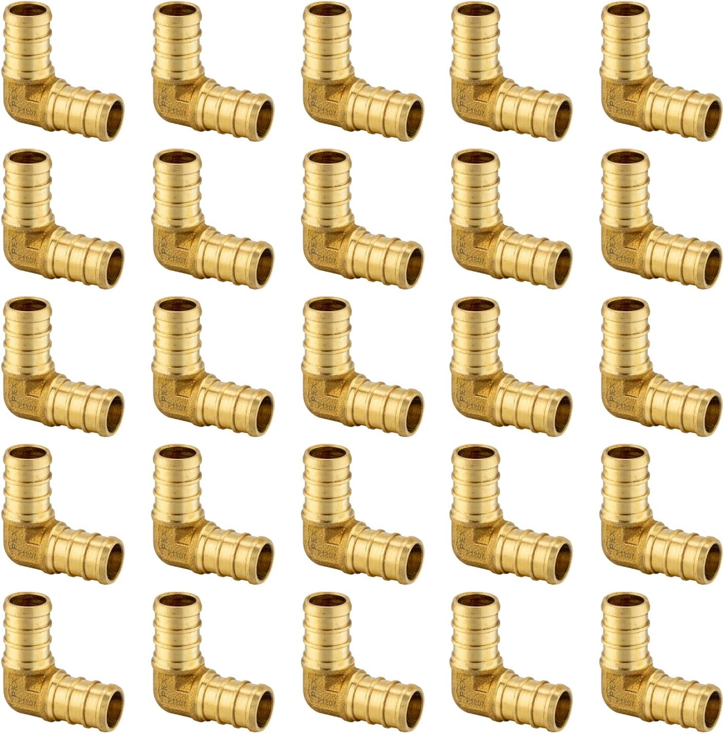 (Pack of 25) EFIELD Pex 1/2 Inch Elbow Brass Crimp Fittings for Pex Tubing, Lead Free Brass Pack of 2
