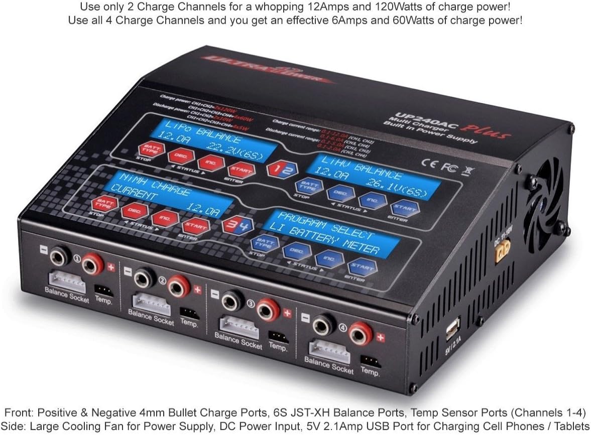 Ultra Power UP240 AC Plus 240W 4-Port Multi-Chemistry AC/DC Charger