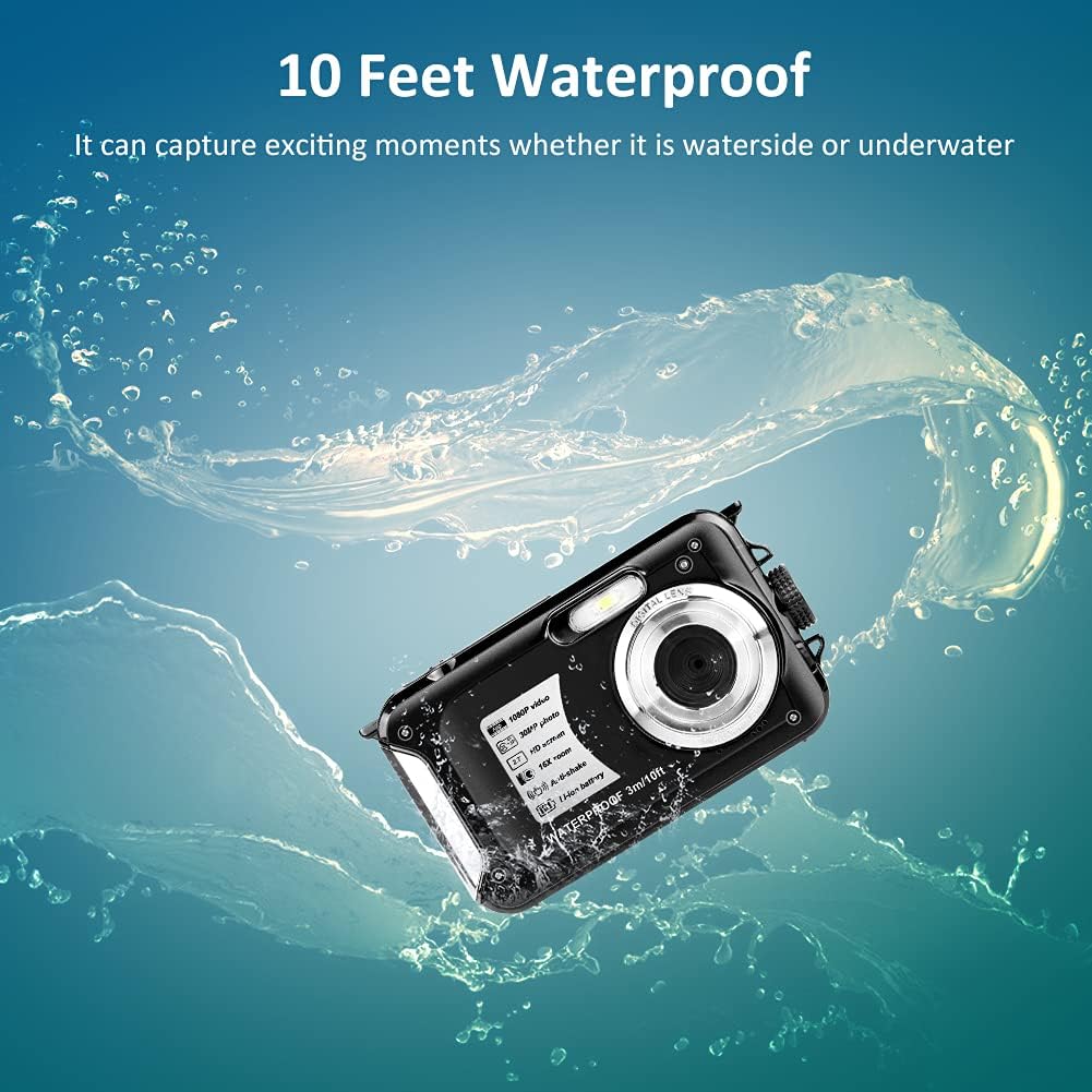 Underwater Cameras Waterproof Camera 30 MP Full HD 1080P Video Recorder 16X Digital Zoom 10 FT Waterproof Digital Camera Underwater Camera for Snorkeling… Pack of 2