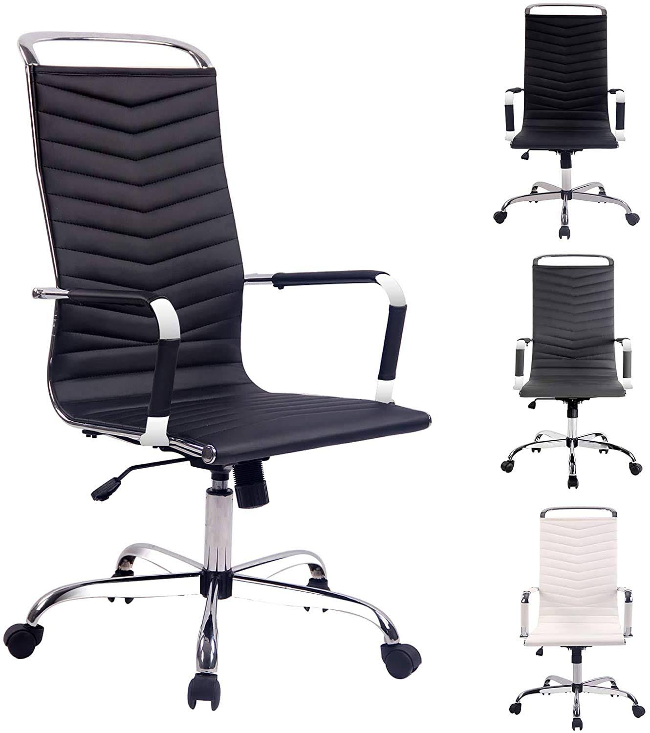 Elecwish,Adjustable Office Executive Swivel Chair, High Back Padded, Tall Ribbed, PU