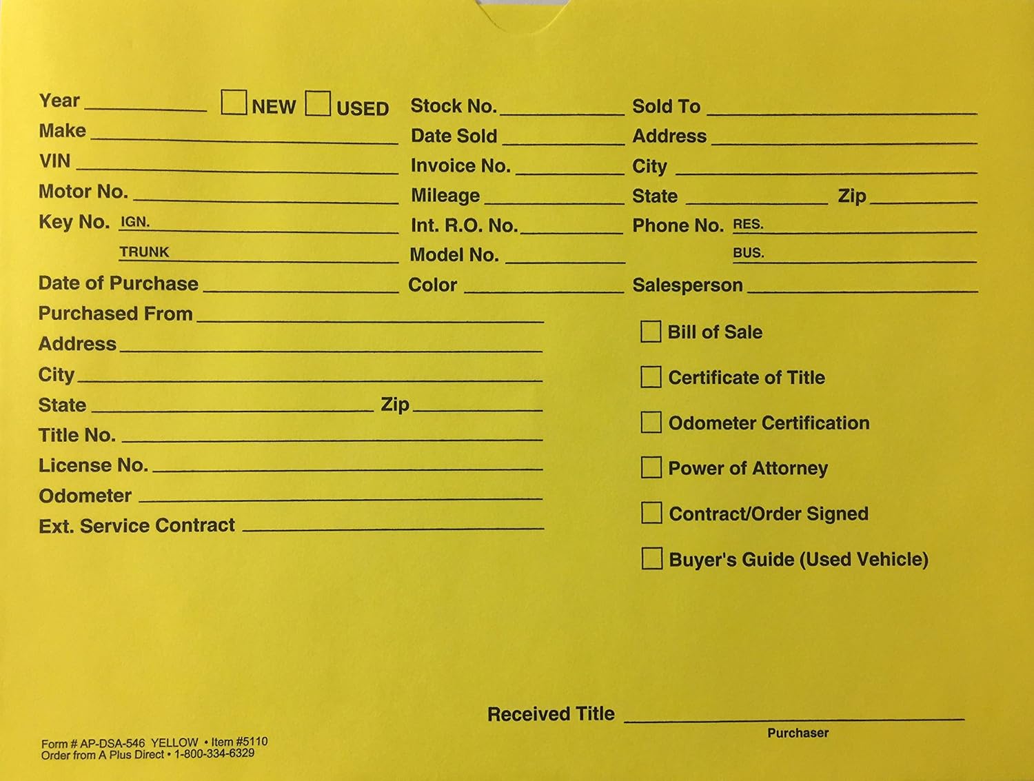 A Plus Car Dealer Jackets DSA-546 Yellow #5110 Quantity 500 (P13)