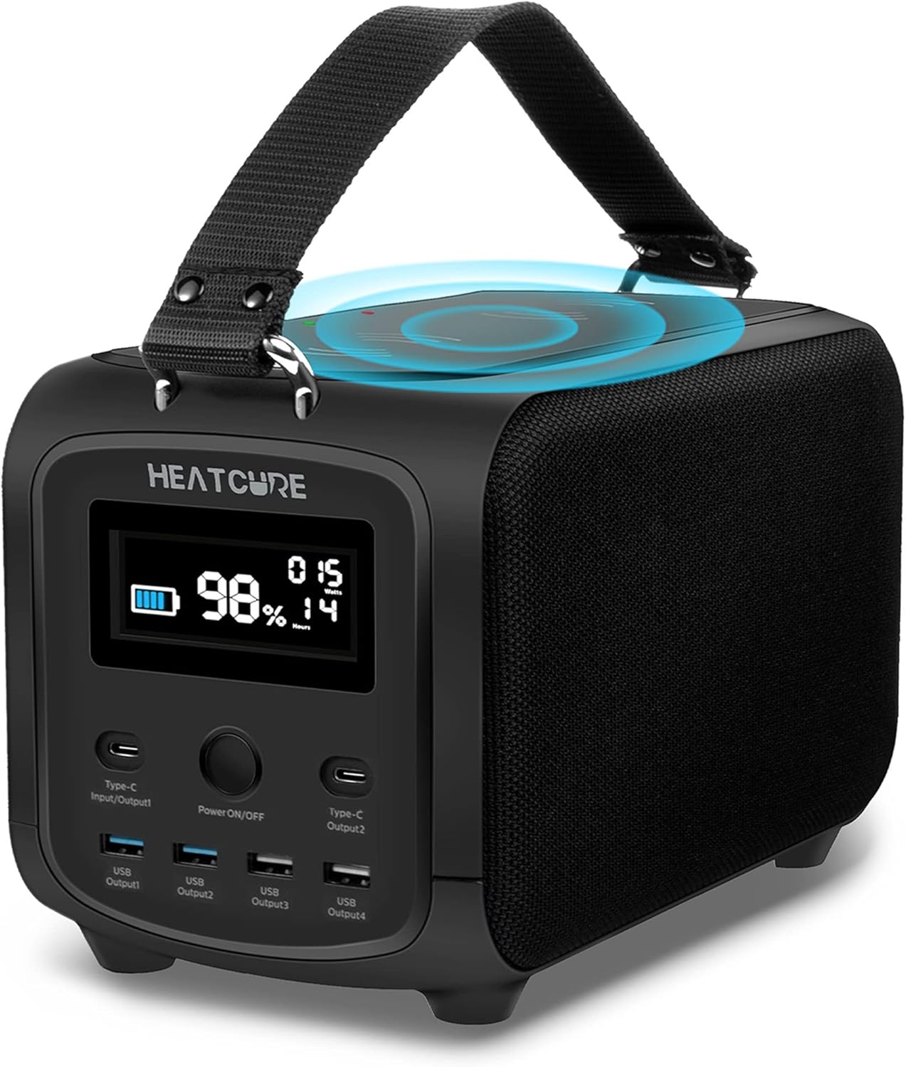 HEATCURE Portable Power Station 600W, 604Wh Portable Lithium Battery with 110V/600W 4 AC Outlets/ Car Outlet/2 DC Ports/3 USB Ports/ USB-C Port, Solar Generator (Solar Panel Not Included) for Outdoors Camping RV Emergency