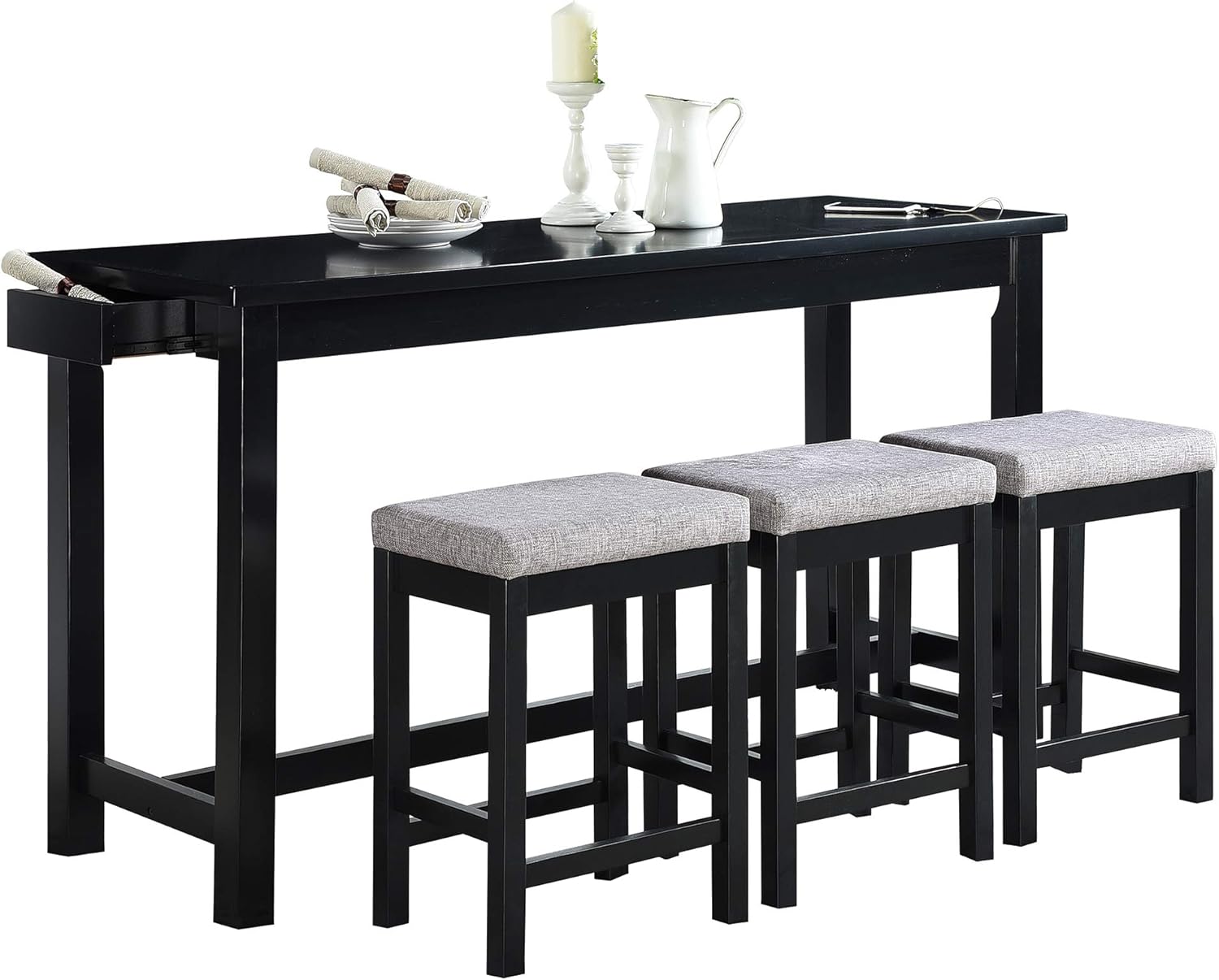 Homelegance 4-Piece Counter Height Dinette Set, Black