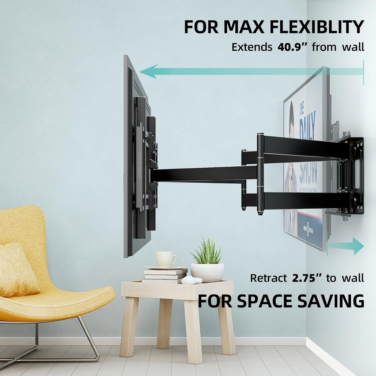 Long Arm TV Wall Mount for Most 42-90 inch TVs, Full Motion TV Mount with Extended Articulating Arms, Swivel and Tilt TV Wall Mount Bracket up to 179 lbs Max VESA 800x400mm, Fits 16