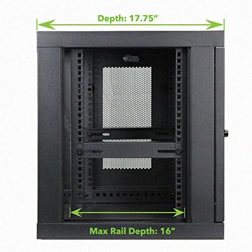 NavePoint 9U Wall Mount Rack Enclosure Server Cabinet 16.5 Inch Deep, Switch-Depth Perforated Door Lock