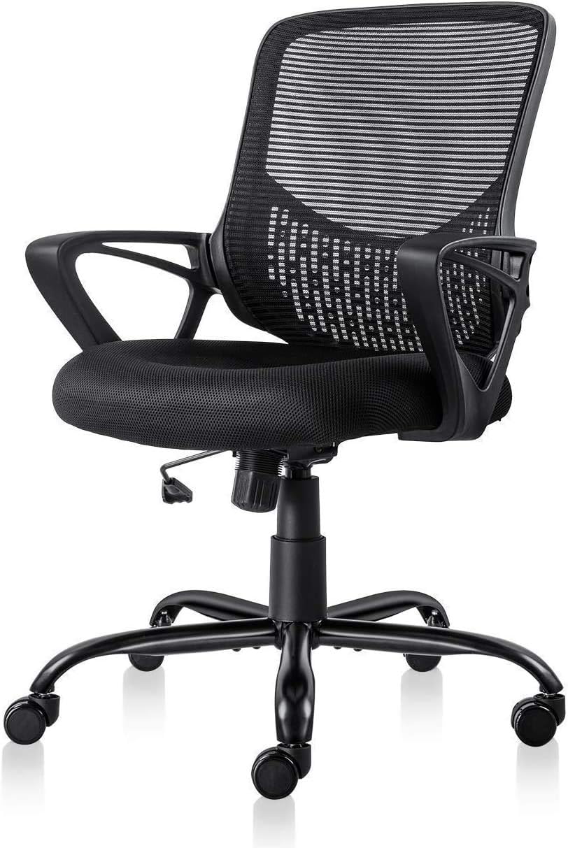 Home Office Chair Ergonomic Computer Desk Chair Mesh Mid-Back Height Adjustable Swivel Chair with Armrest