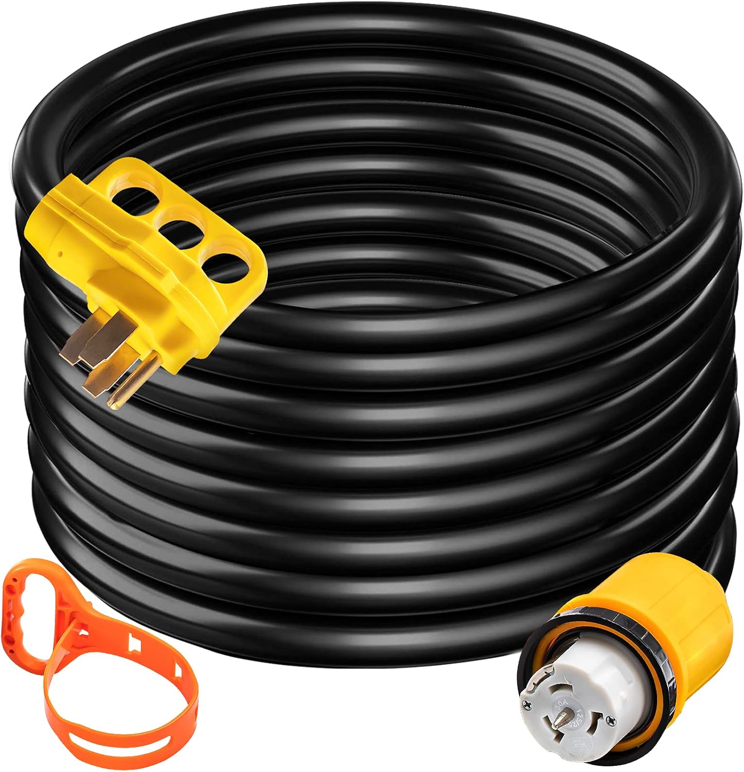 VEVOR Heavy Duty Generator Cord, 20 Feet Generator Power Cord, 50AMP ETL Listed Cord, 12000 Watts Black Cable, SS2-50R Generator Plug, SS2-50P Extension Cord, 125/250V Generator Wire w/Portable Strap