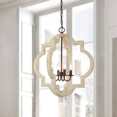 Deaton 4 - Light Candle Style Geometric Chandelier with Wrought Iron Accents One Allium Way Finish: White