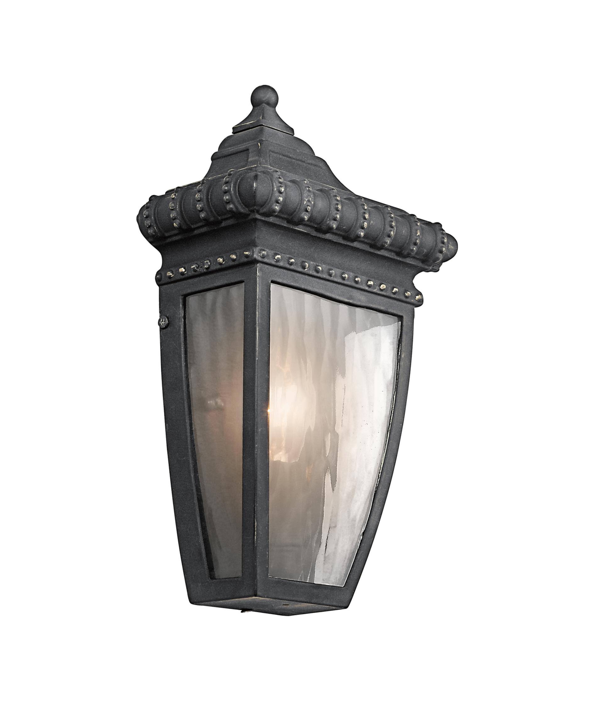 Kichler 49130BKG Venetian Rain Outdoor Wall Light in Black w/Gold