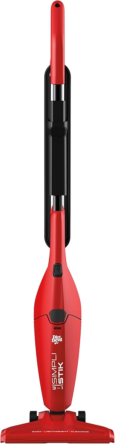 Dirt Devil Simpli-Stik Vacuum Cleaner, 3-in-1 Hand and Stick Vac, Small, Lightweight and Bagless, SD20000RED, Red
