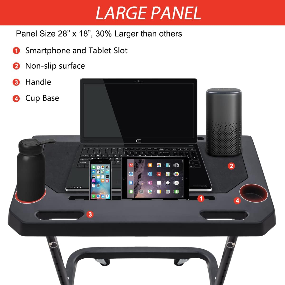 Racketon Large Panel Height Adjustable Bike Trainer Desk Portable Workstation Standing Desk Indoor Cycling Fitness Desk