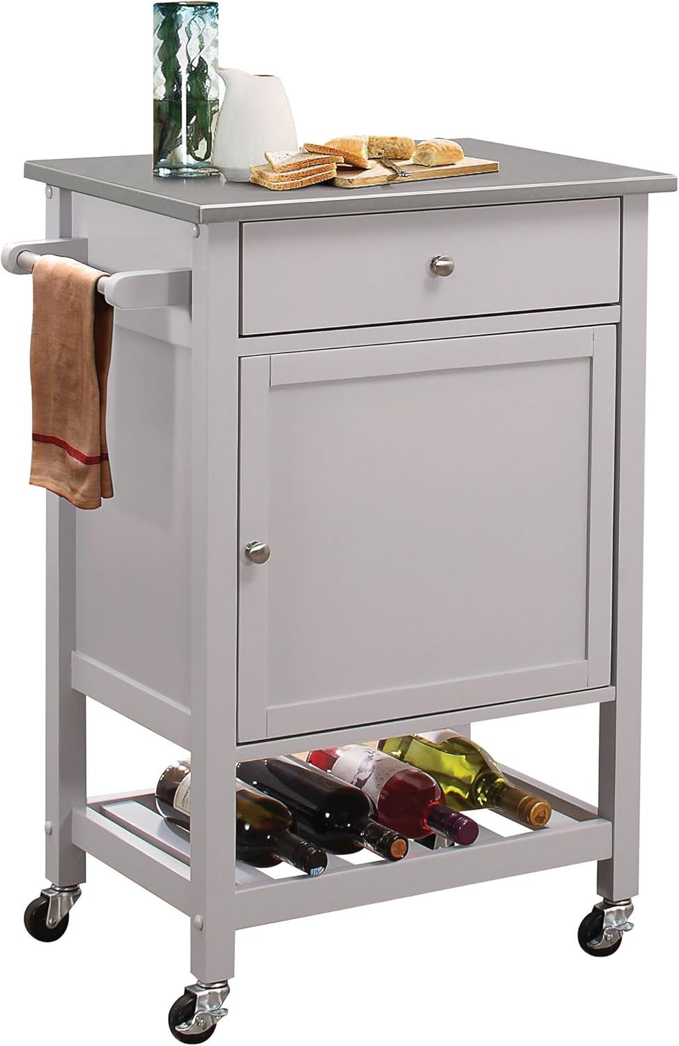 ACME Furniture Hoogzen Kitchen Cart, Stainless Steel/Gray