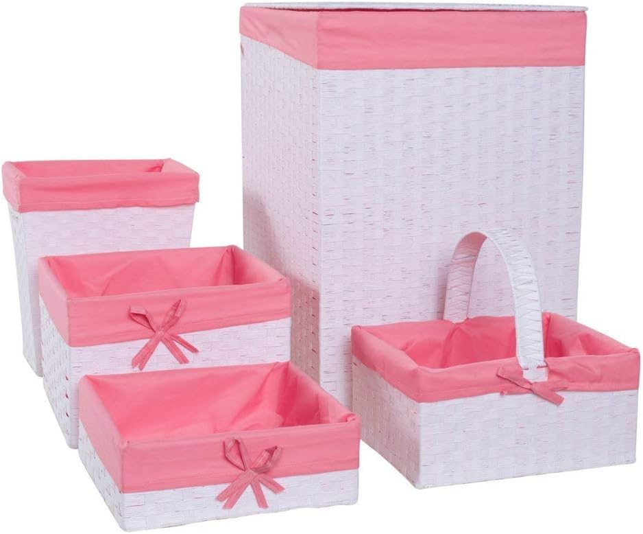 Redmon Budget Series Basket, White/Pink Pack of 2