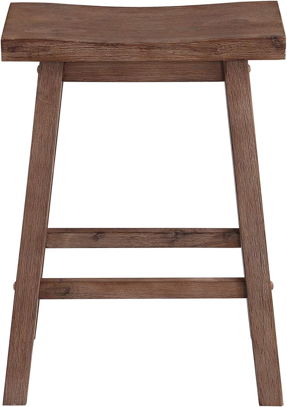 Boraam Sonoma Counter Height Saddle Stool, 24-Inch, Barnwood Wire-Brush Pack of 2