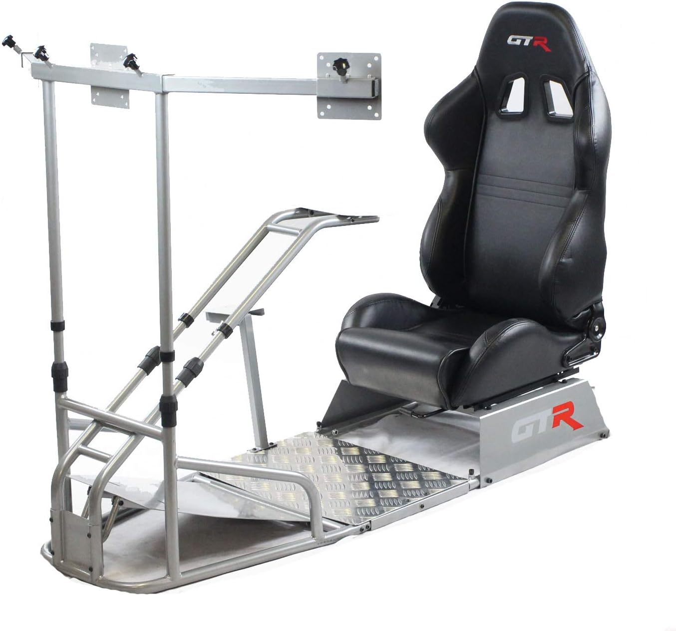GTR Simulator - GTSF Model with Real Racing Seat, Driving Racing Simulator Cockpit with Gear Shifter Mount and Triple or Single Monitor Mount