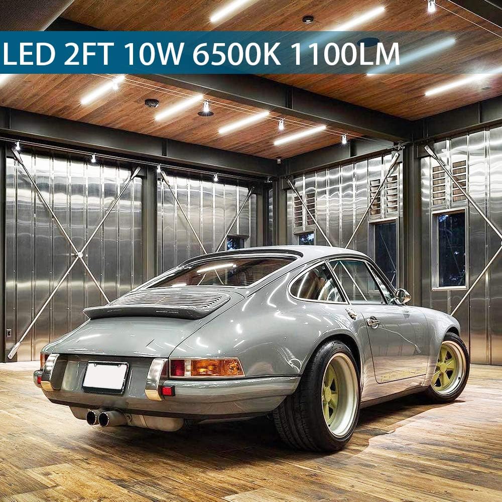 (Pack of 6) Barrina LED T5 Integrated Single Fixture, 2FT, 6500K (Super Bright White), Utility Shop Light, Ceiling and Under Cabinet Light, ETL Listed, Corded Electric with Built-in ON/Off Switch