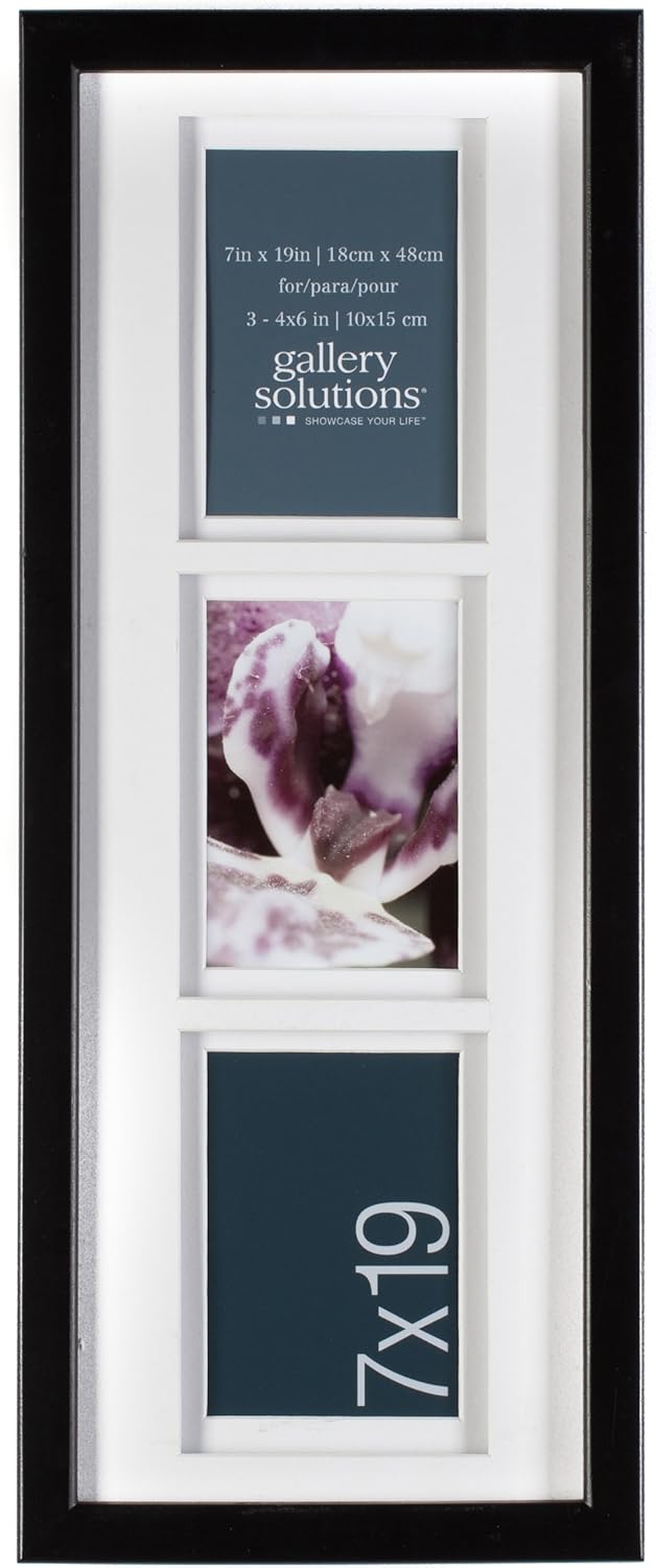 Gallery Solutions Black Airfloat Collage Frame with 3 Openings Pack of 2