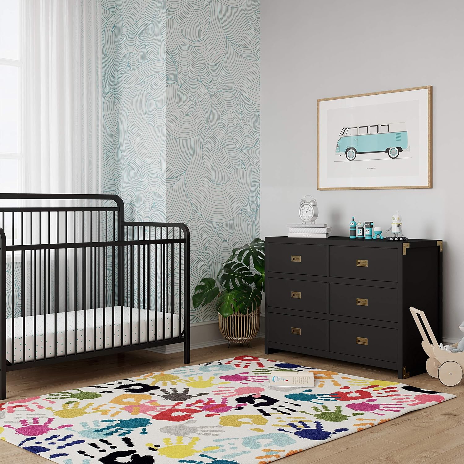 Baby Relax Miles 6-Drawer, Nursery Furniture, Black Wood Dresser