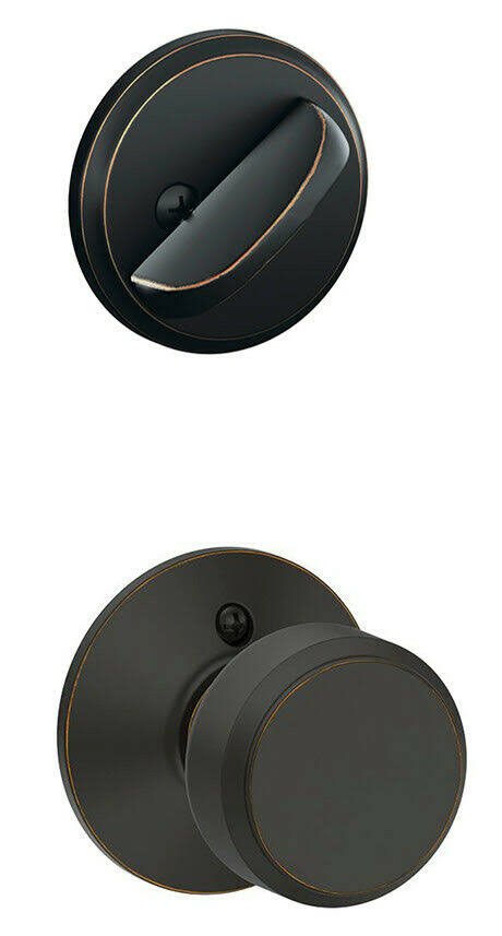 Schlage F59-BWE Bowery Single Cylinder Interior Pack Aged Bronze