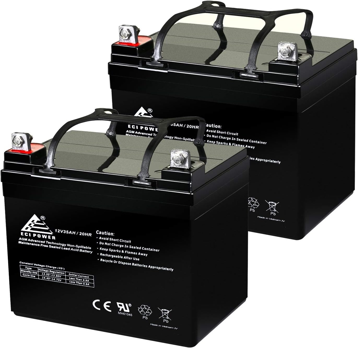12 V 35 AH EXP 12350 Sealed Lead Acid Battery Deepcycle Solar Energy Storage - 2 Pack