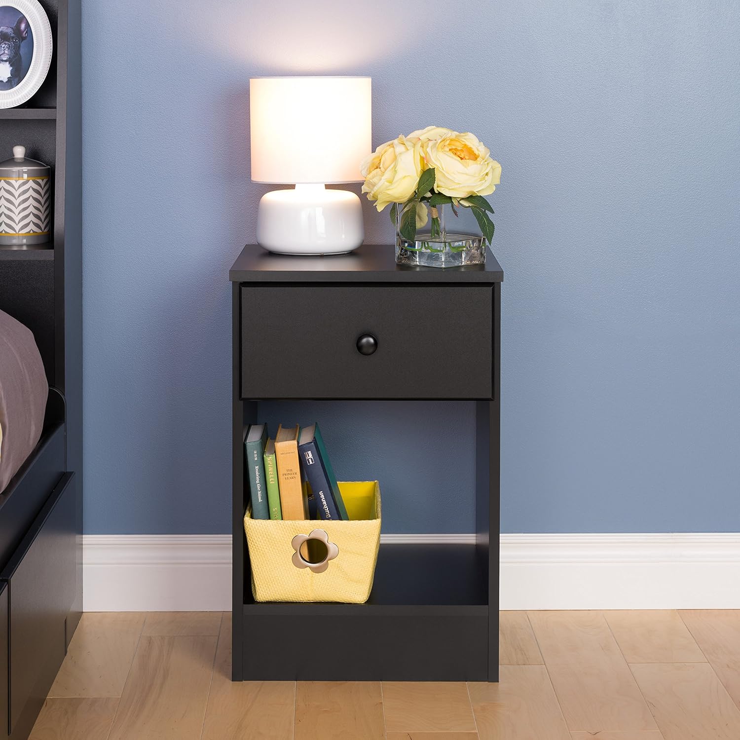 Prepac Astrid Tall 1 Drawer Nighstand, Black