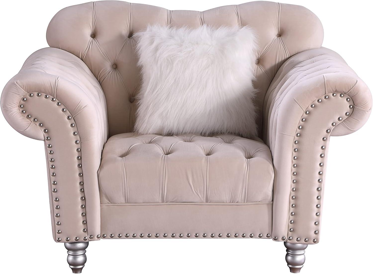 Morden Fort Luxury Classic America Chesterfield Tufted Camel Back Armchair Living Room Loveseat, Grey