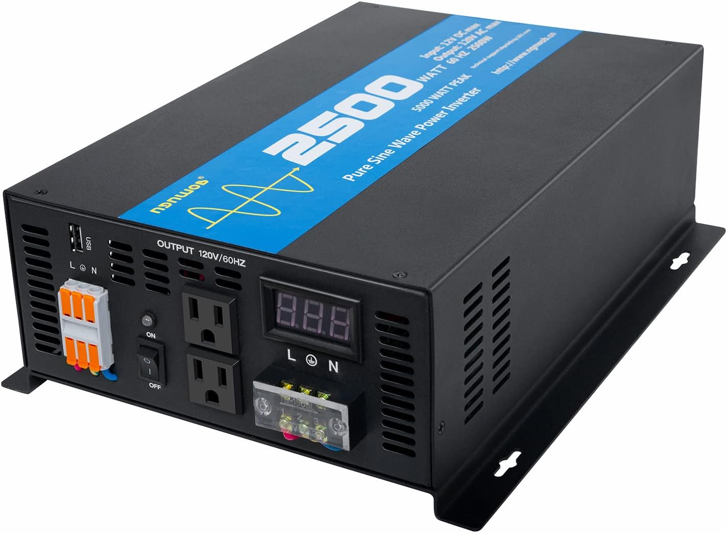 NGNWOB 2500Watt Pure Sine Wave Inverter Power Inverter DC to AC 12V to 120V Power Converter Solar RV Truck Inverter with Various outlets