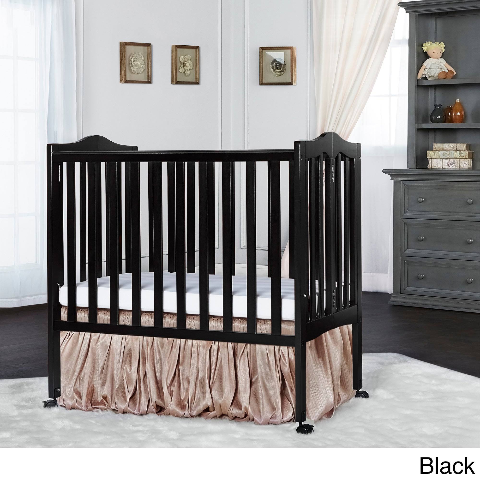 Dream on Me 2 in 1 Lightweight Folding Portable Crib - Black