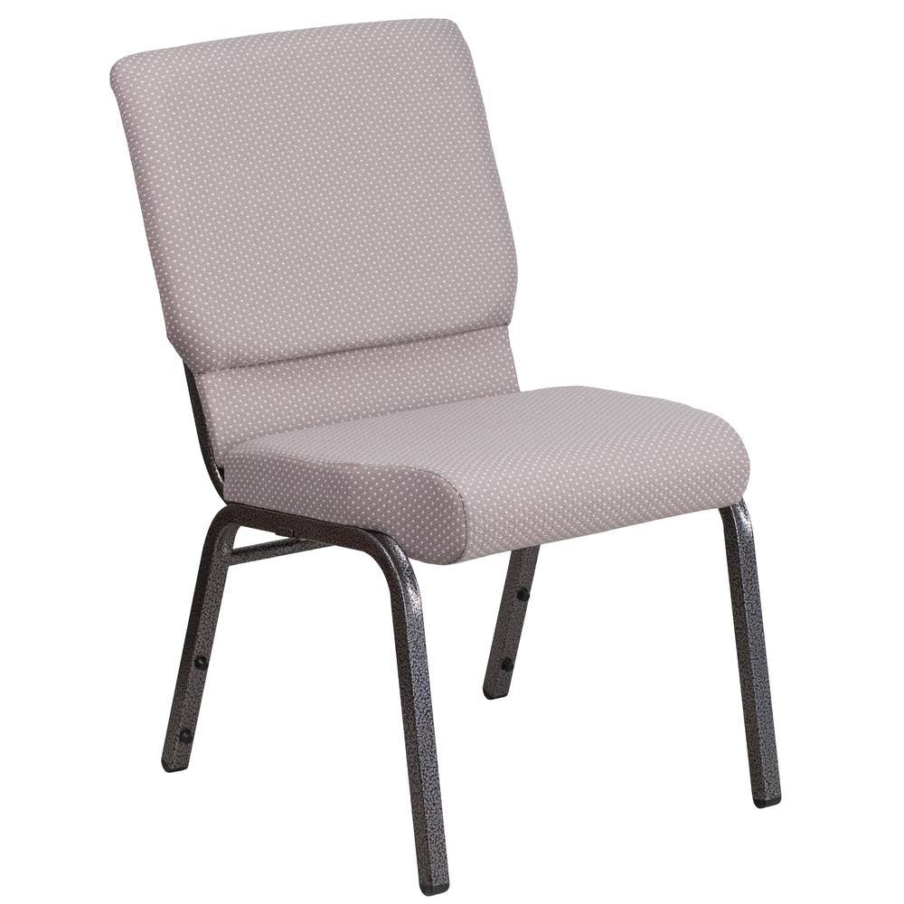 18.5&&w Stacking Church Chair in Gray Dot Fabric - Silver Vein Frame