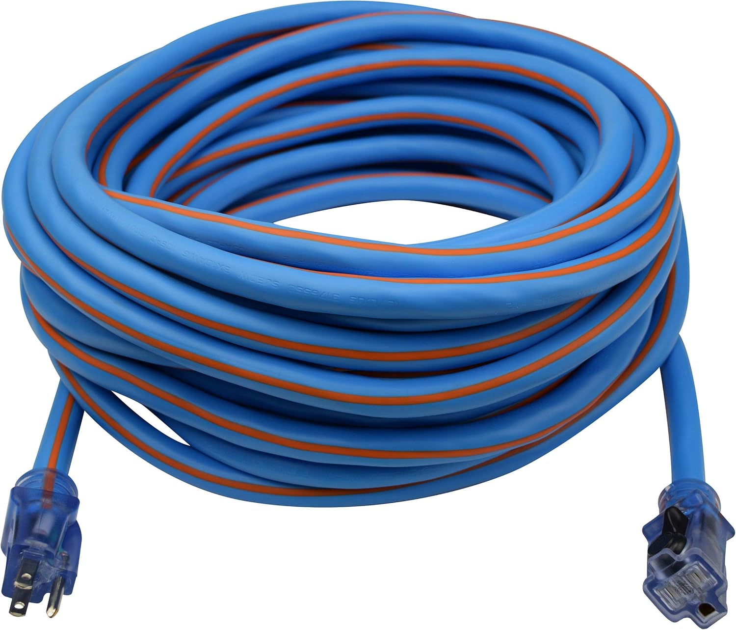 Clear Power 50 ft 10/3 SJTOW Extra Heavy Duty Contractor Grade Extension Cord, Power Indicator Light, Oil, Water, Weather & Kink Resistant, Flame Retardant, Yellow, 3 Prong Grounded Plug, CP10175