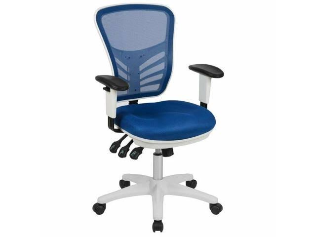 Flash Furniture Mid Back Executive Mesh Office Swivel Chair in Blue and White