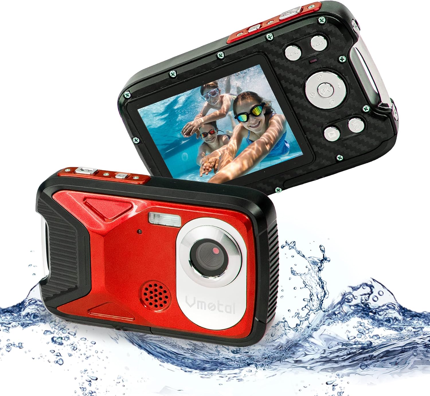 Underwater Digital Camera Kids Camera FHD 1080P 16MP Waterproof Digital Camera, Vmotal Waterproof Camera with 2.8” TFT LCD Displays for Snorkeling, Swimming and Travel (Blue) Pack of 2