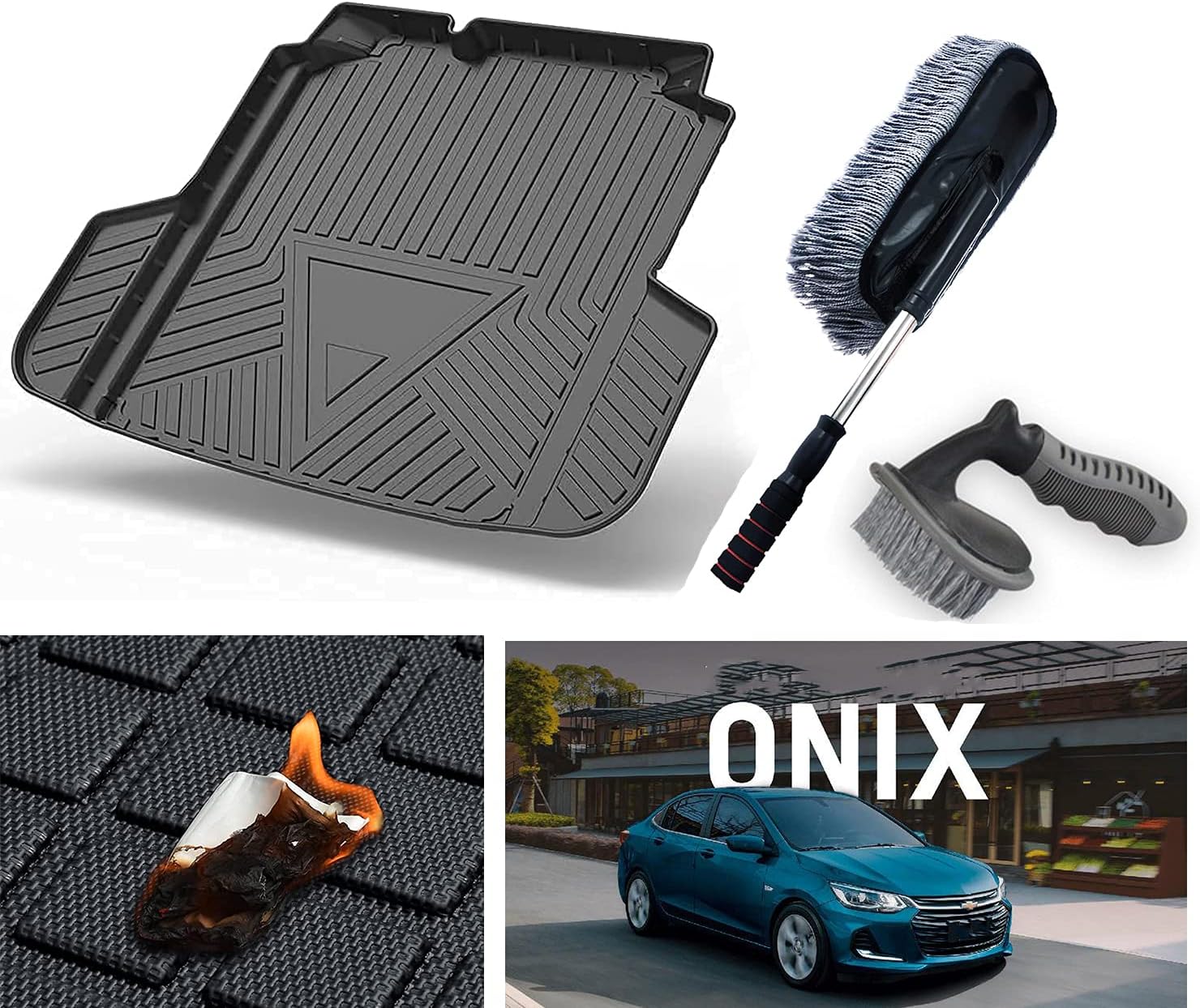 Premium Cargo Mat Liner, Heavy Duty Trunk Liner for Chevrolet Onix Plus Sedan 2020, Pet and Dog Seat Cover,3D Upgrade Anti-Slip Pack of 2