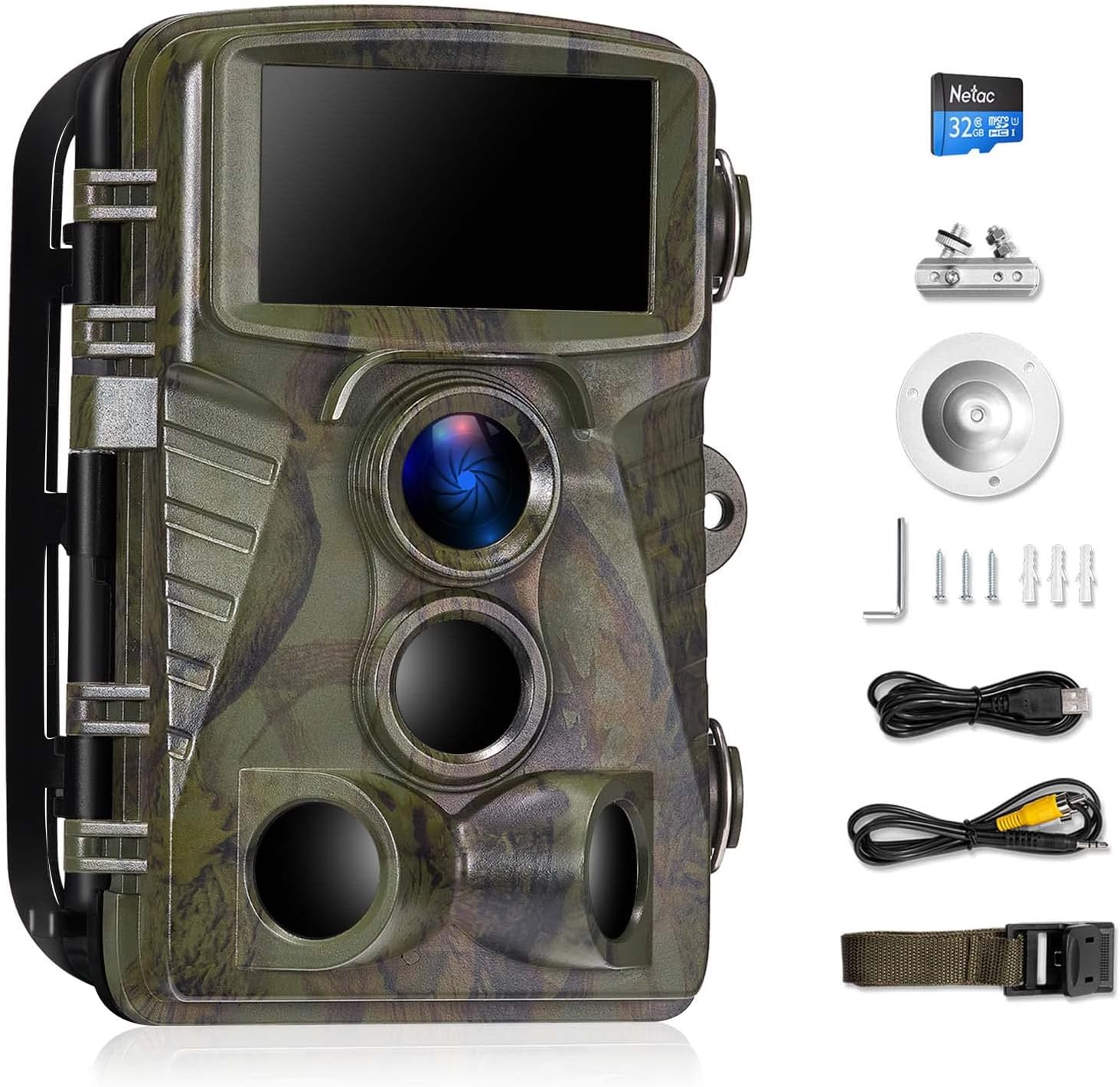 Trail Camera Game Cam with Night Vision Motion Activated Waterproof Wildlife Hunting Monitoring 20MP Photo 4K Video 120&deg; Detecting Range 0.2s 2.4
