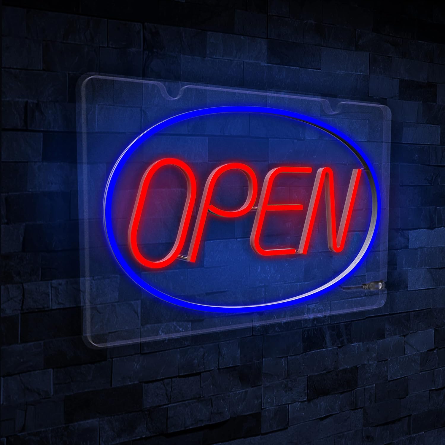 Neon Open Sign-11*16 Inch Open Signs for Business with Remote Control and Multiple Flashing Modes, Oval Open Sign Led for Restaurant, Coffee, Bar, Salon and Retail Shop-Green & Red Pack of 2